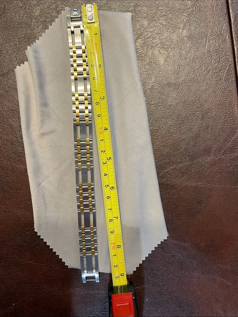 Mens Two-Tone Cubic zirconia Stainless Steel Bracelet 9in length